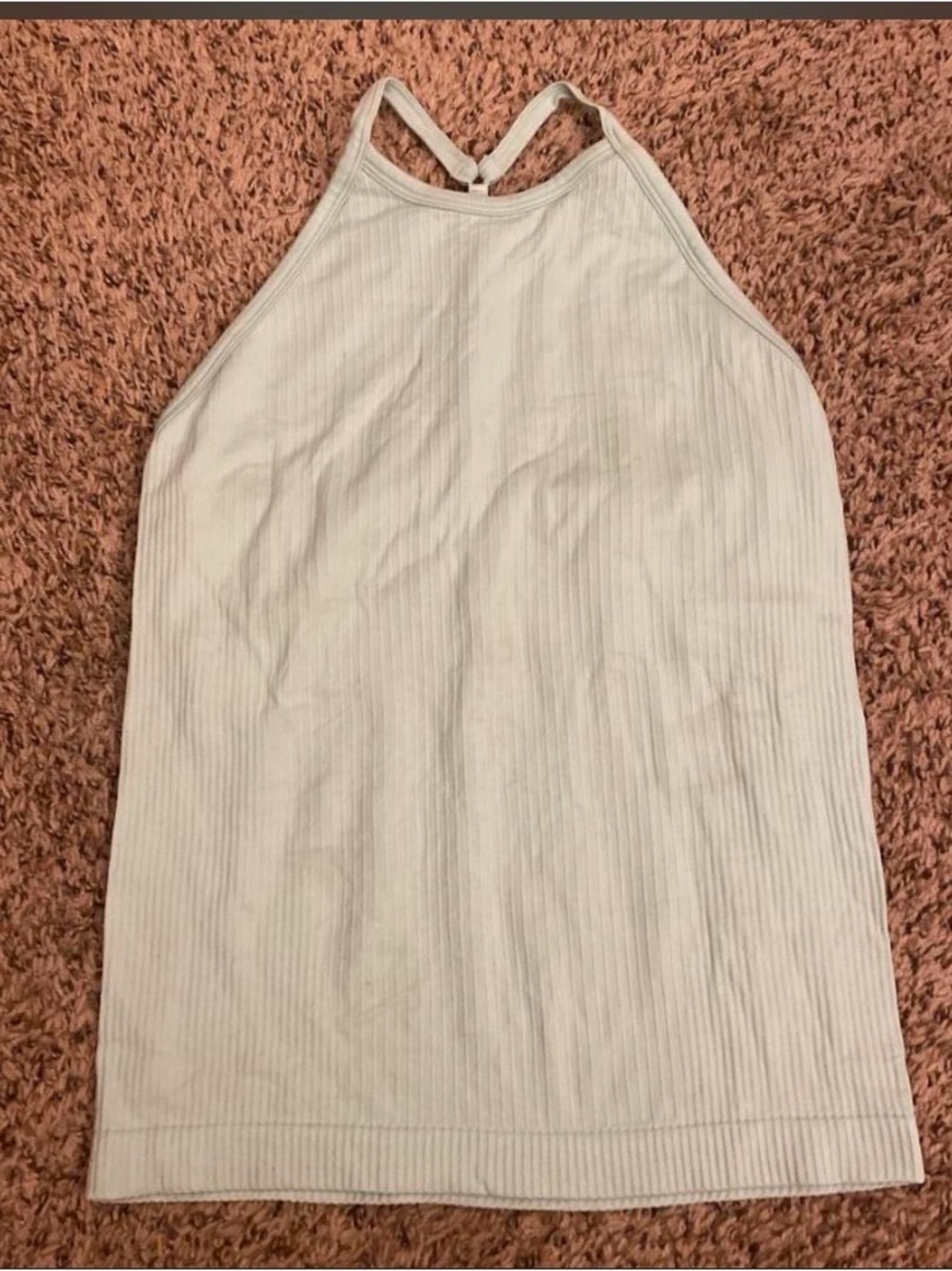 Women's White Ribbed Halter Tank Top